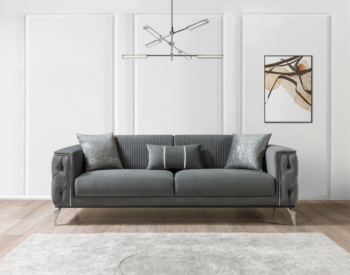 Vivian Gray Velvet Sofa 89" & Loveseat 69"