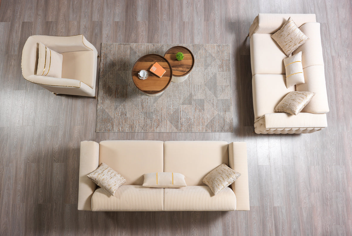 Vivian Ivory Velvet Sofa 89" & Loveseat 69"