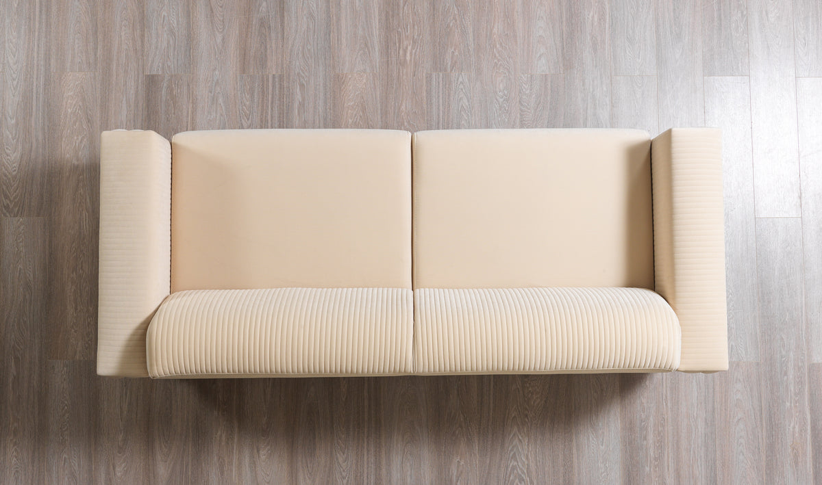 Vivian Ivory Velvet Sofa 89" & Loveseat 69"