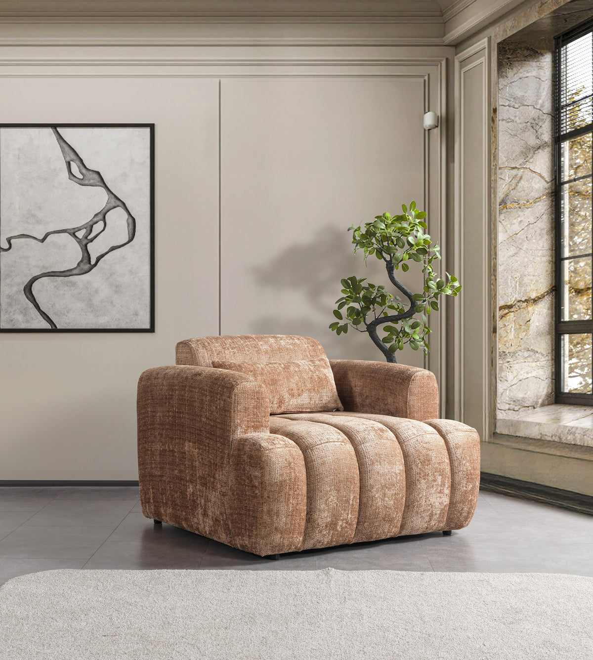 Yulia Coffee Boucle Chair from Ella Furniture