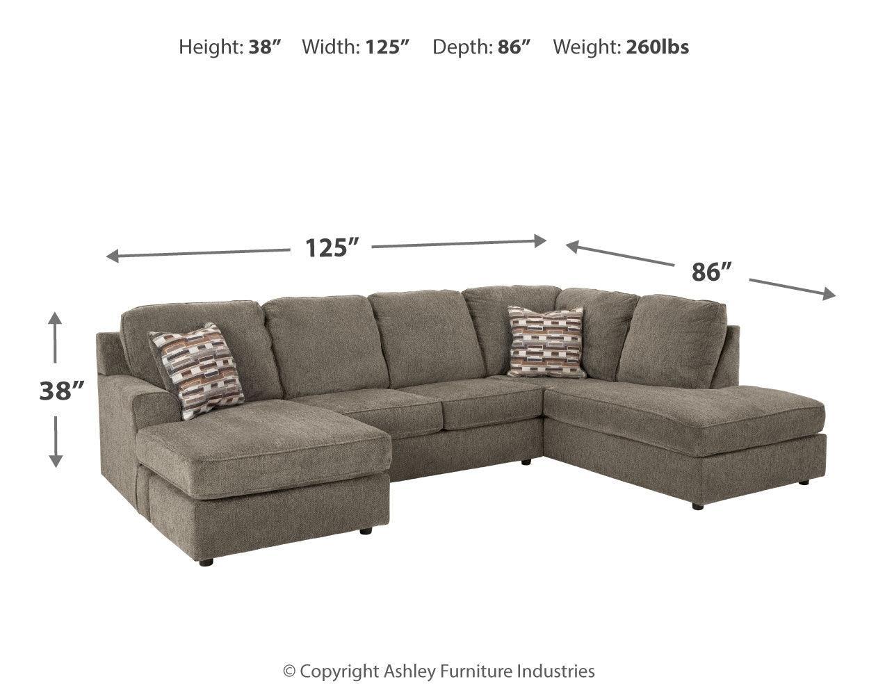 O'phannon Putty 2-Piece Sectional With Ottoman - Ella Furniture