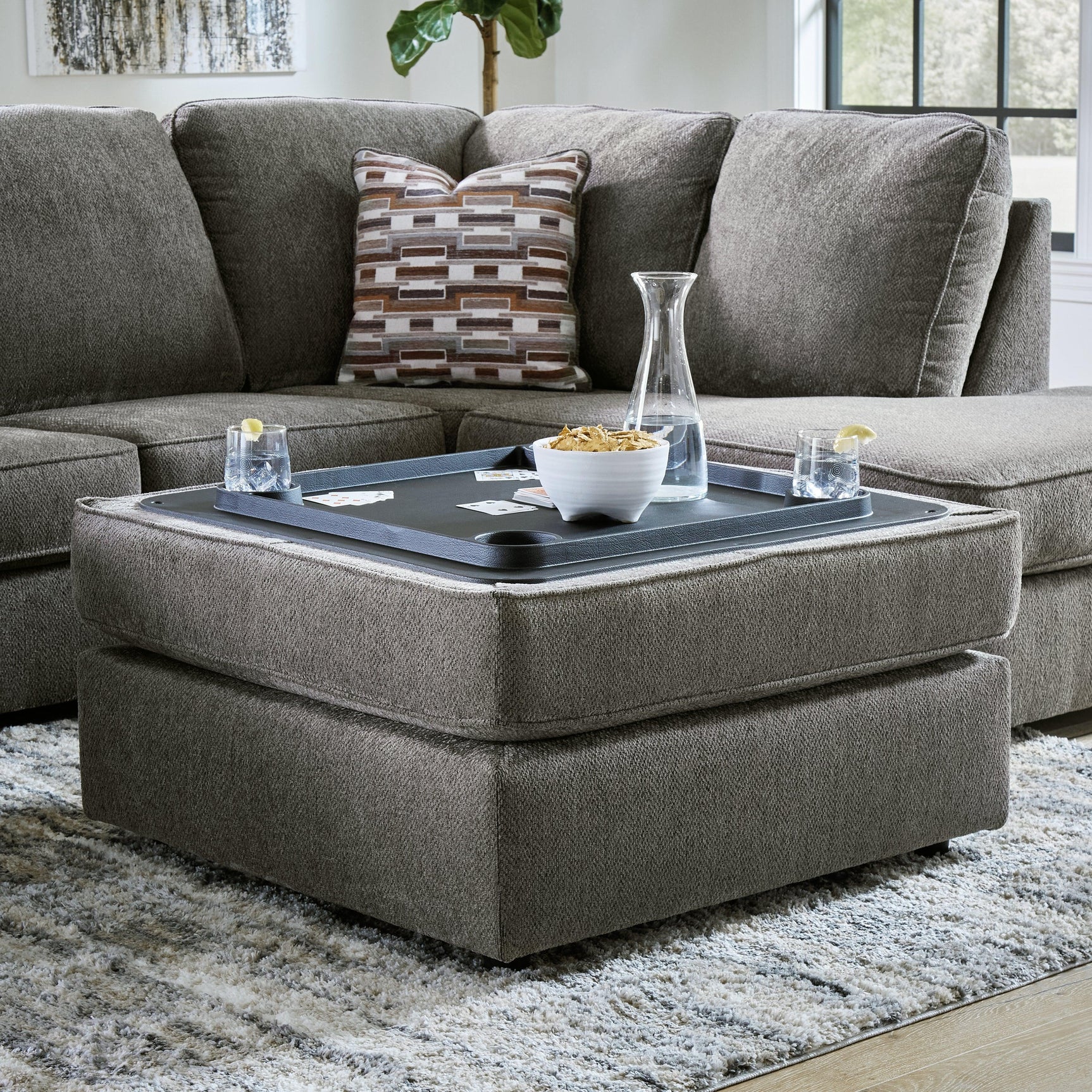 O'phannon Putty 2-Piece Sectional With Ottoman - Ella Furniture
