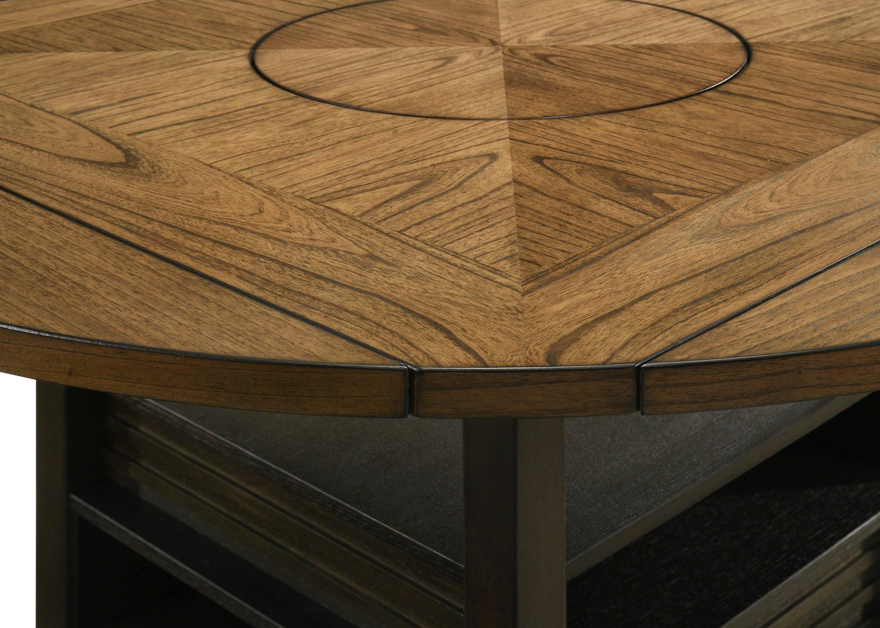 Oakly Brown Modern Solid Wood And Veneers Round Counter Height Dining Room Set - Ella Furniture
