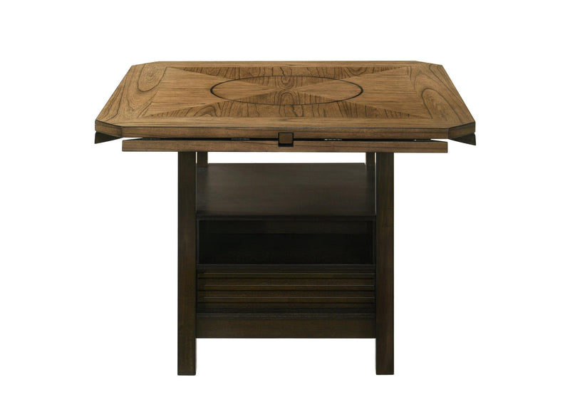 Oakly Brown Modern Solid Wood And Veneers Round Counter Height Dining Room Set - Ella Furniture