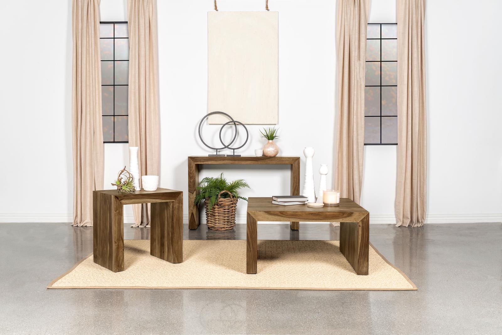 Odilia Square Solid Wood Coffee Table Auburn 708418 - Ella Furniture