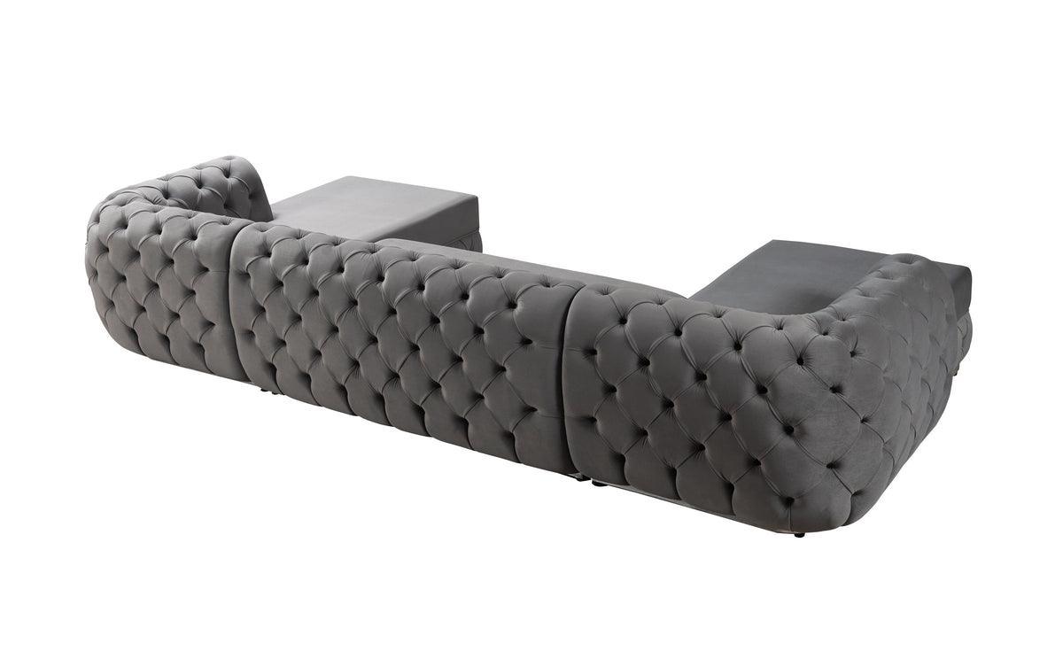 Oprah Gray Velvet Double Chaise Sectional - Ella Furniture