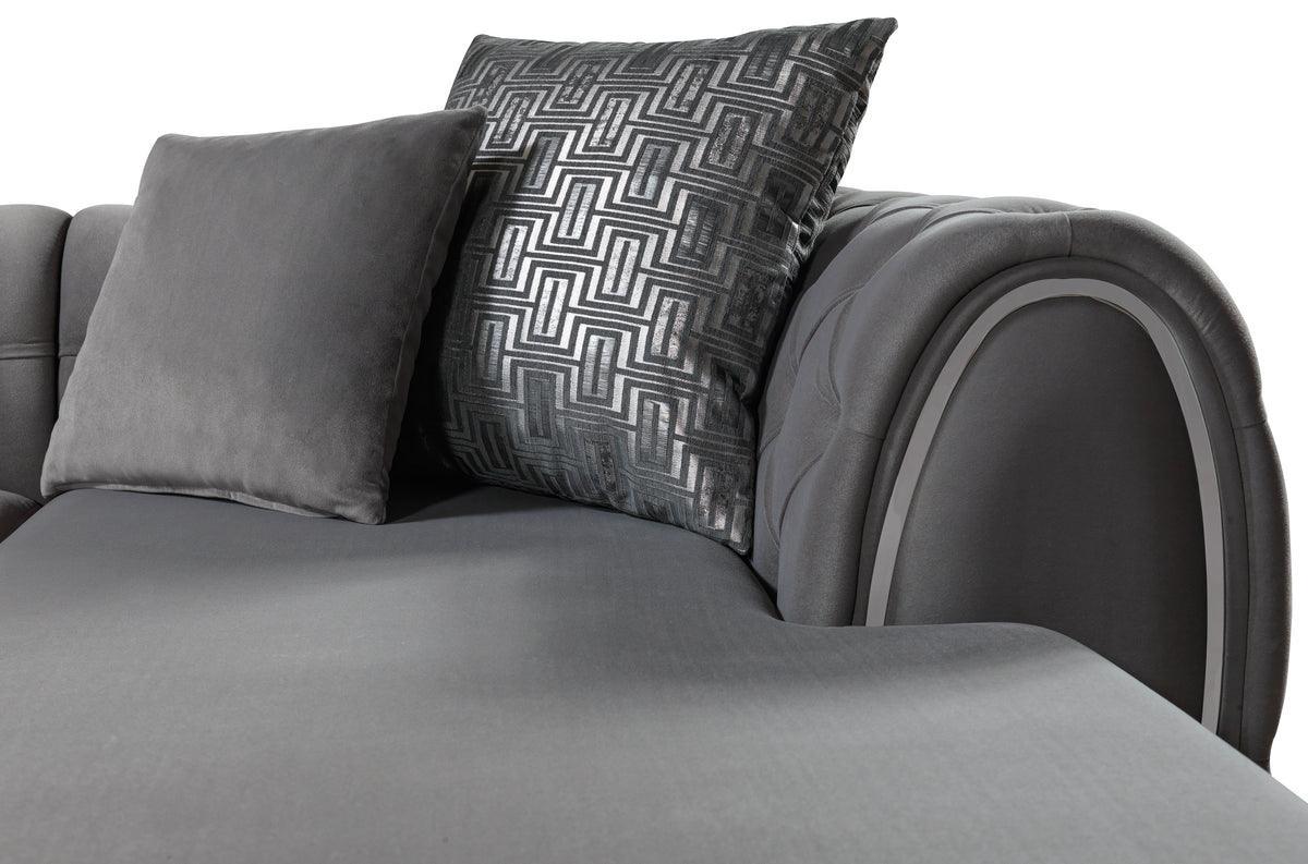 Oprah Gray Velvet Double Chaise Sectional - Ella Furniture