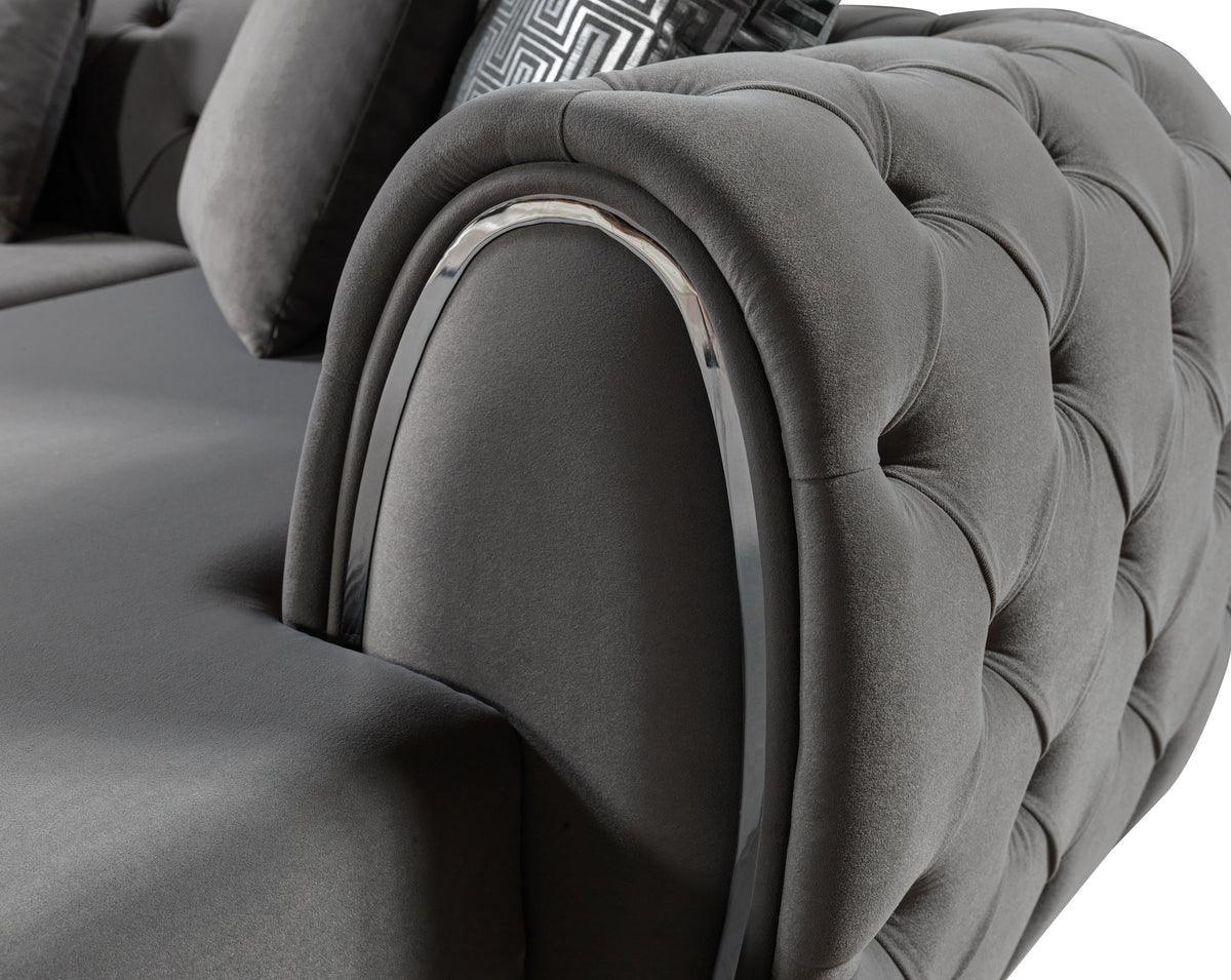 Oprah Gray Velvet Double Chaise Sectional - Ella Furniture