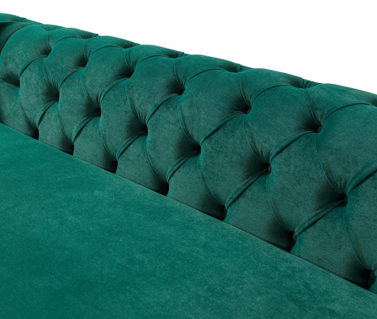 Oprah Green Velvet Double Chaise Sectional - Ella Furniture