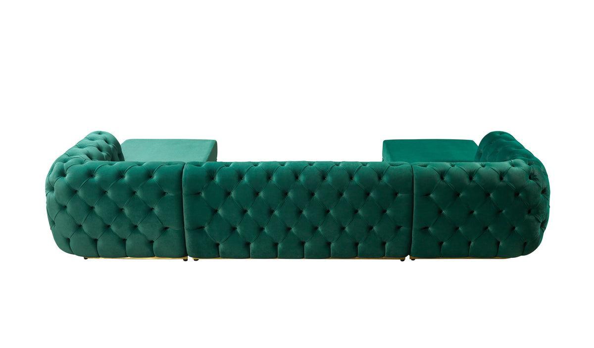 Oprah Green Velvet Double Chaise Sectional - Ella Furniture