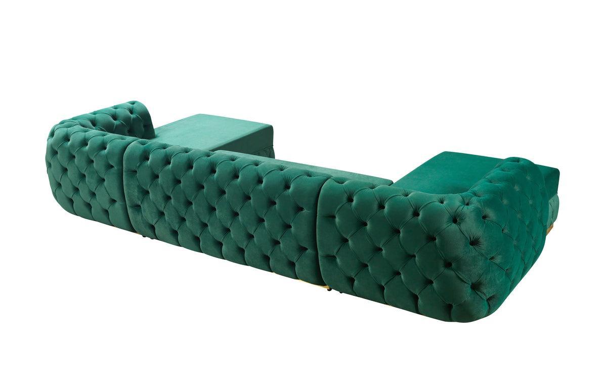 Oprah Green Velvet Double Chaise Sectional - Ella Furniture