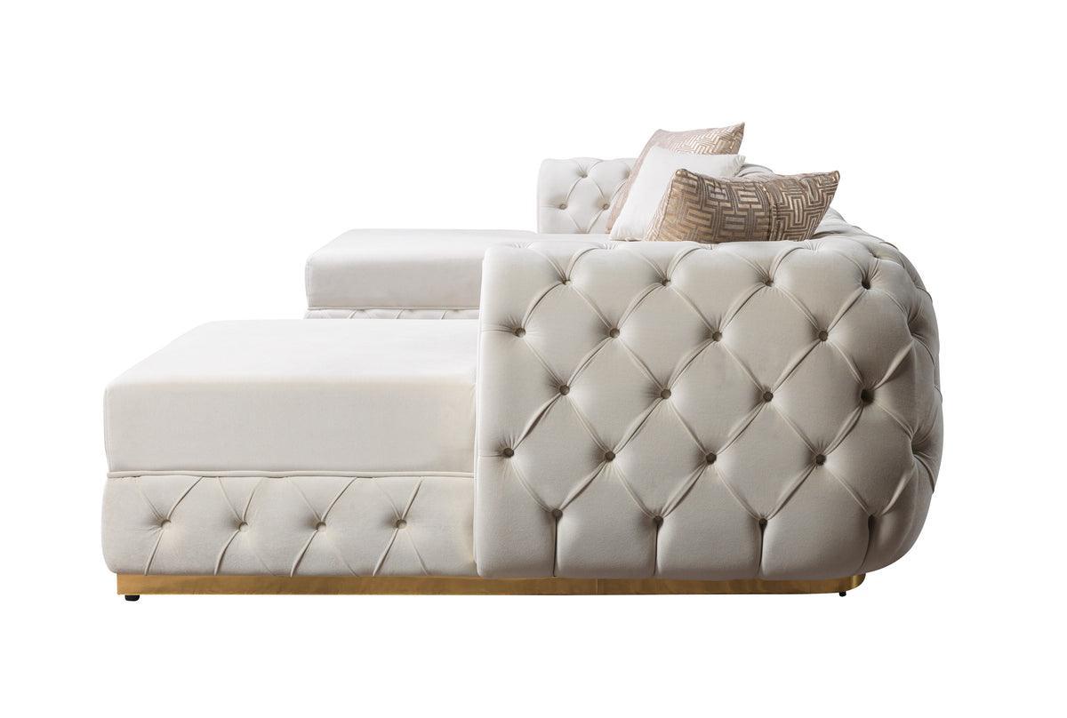 Oprah Ivory Velvet Double Chaise Sectional - Ella Furniture