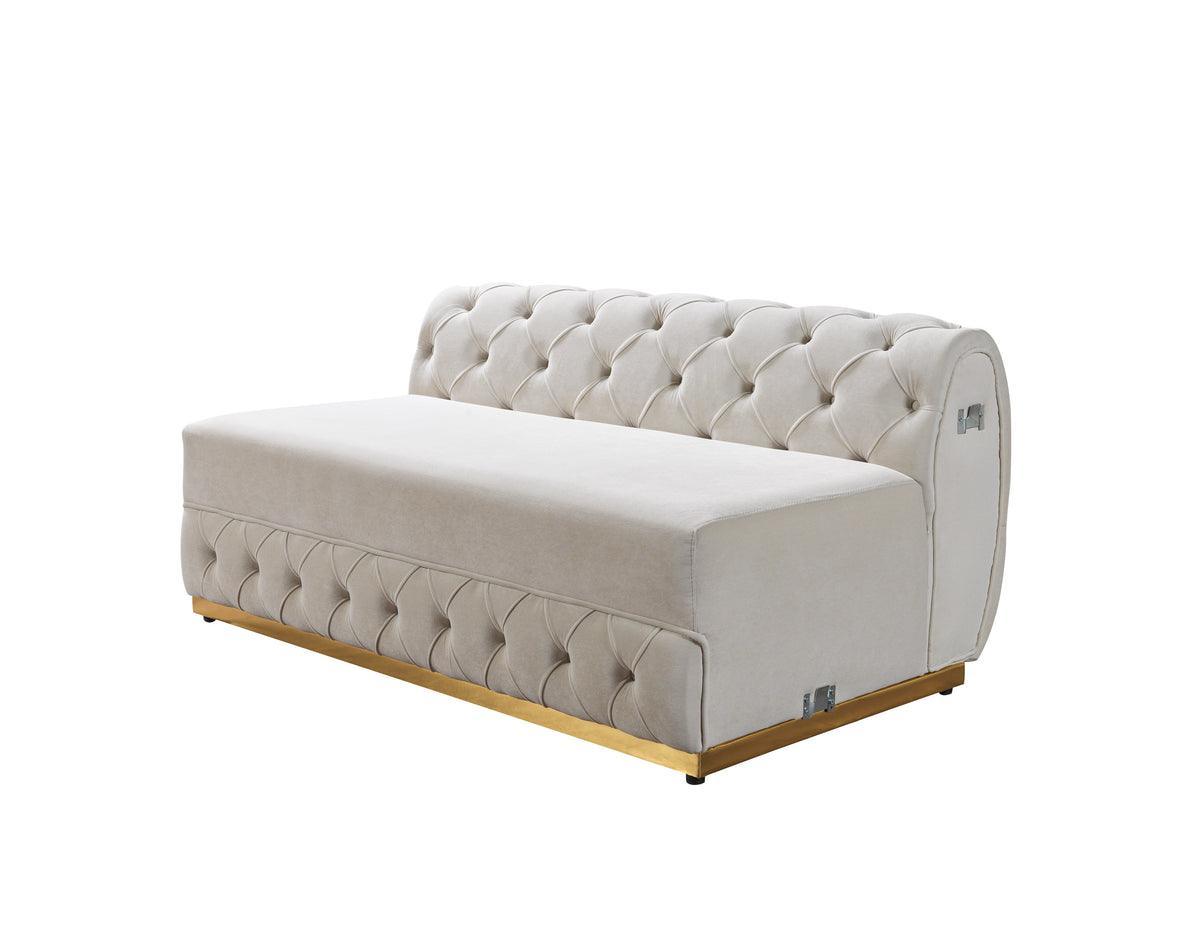 Oprah Ivory Velvet Double Chaise Sectional - Ella Furniture
