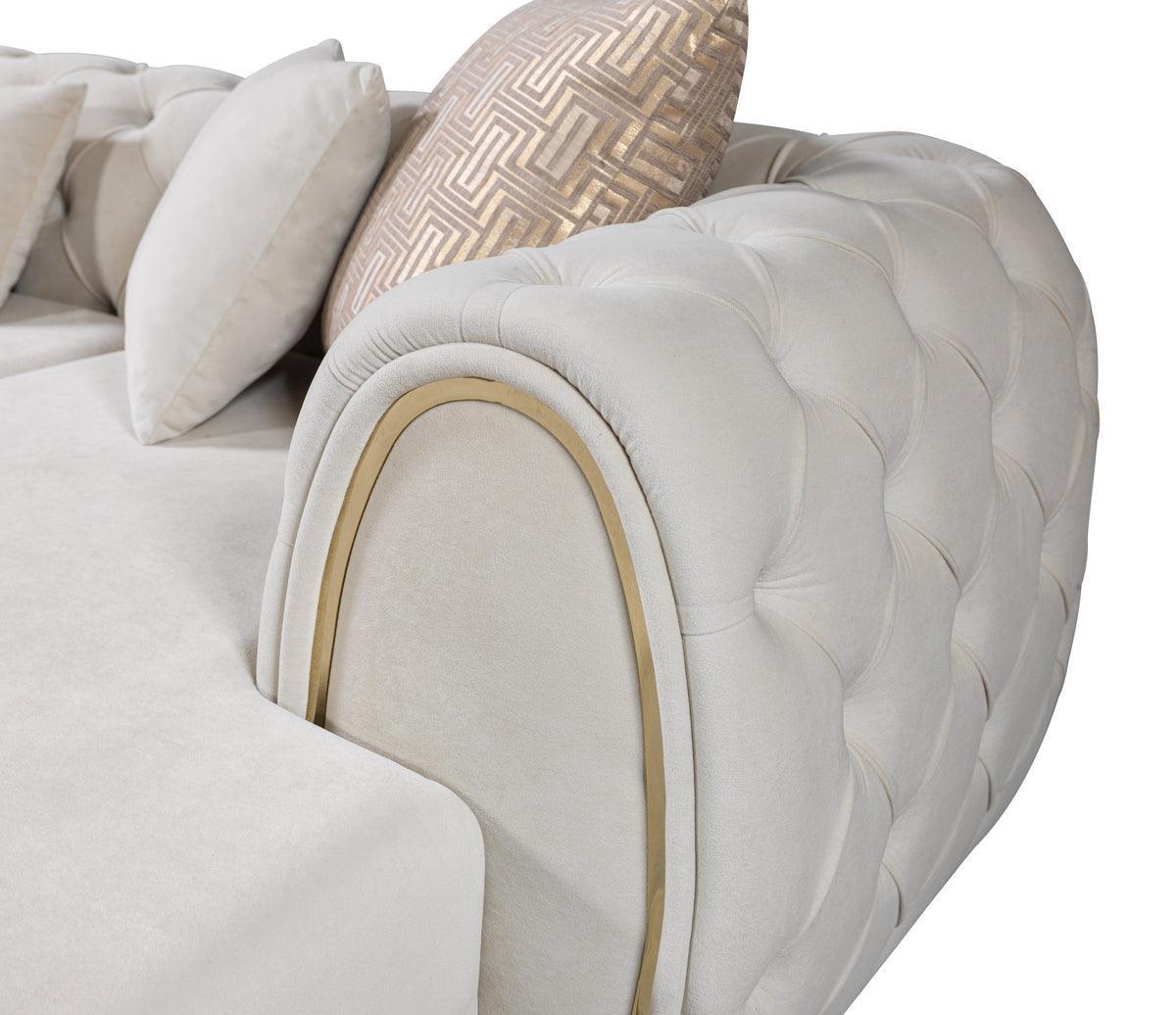 Oprah Ivory Velvet Double Chaise Sectional - Ella Furniture