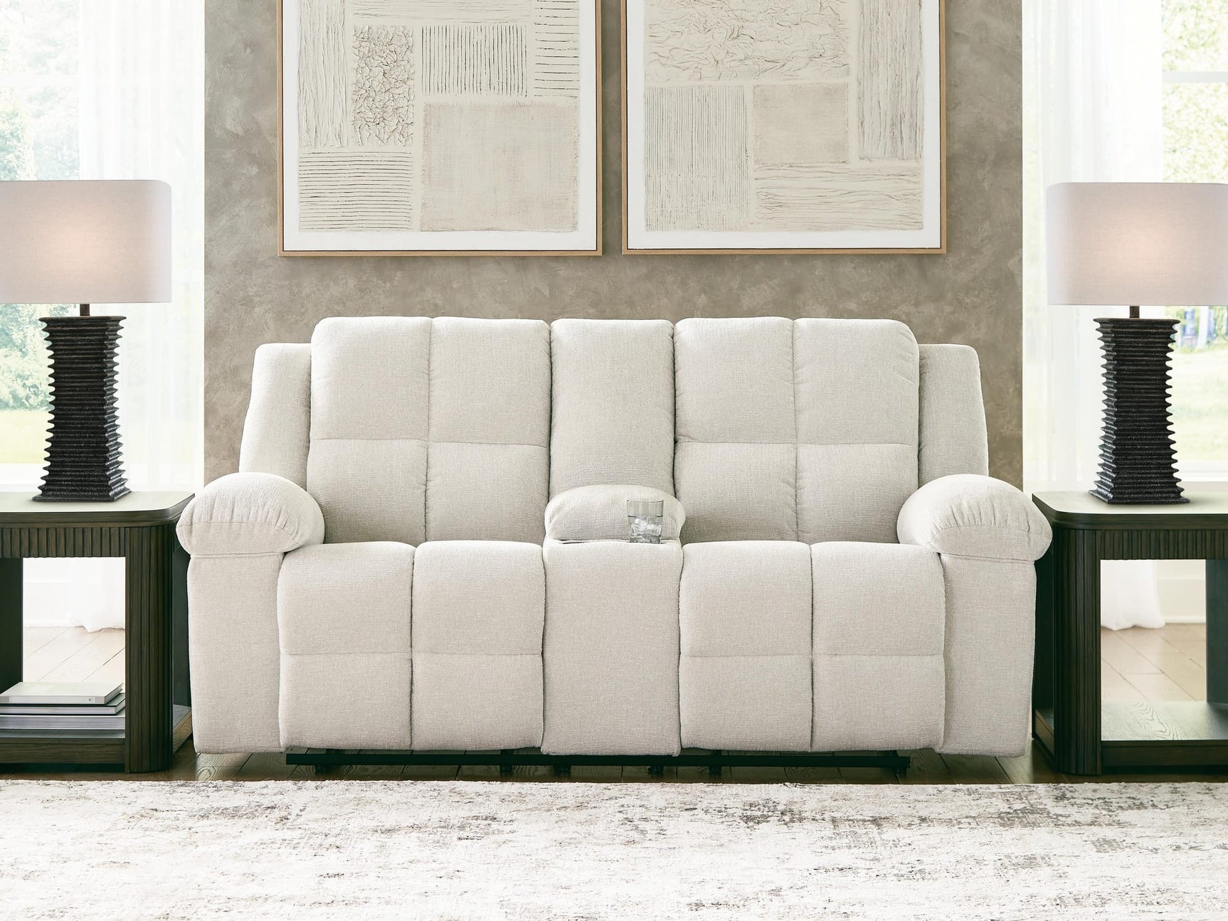 Orlen Winter Performance Fabric,Next-Gen Nuvella™,Chenille Reclining Loveseat with Console view 6