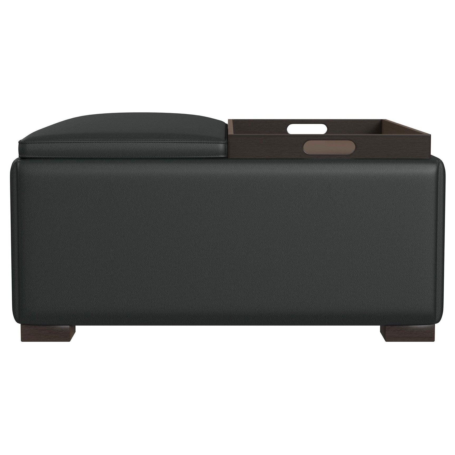 Paris Upholstered Storage Ottoman with Trays Black 910142 - Ella Furniture