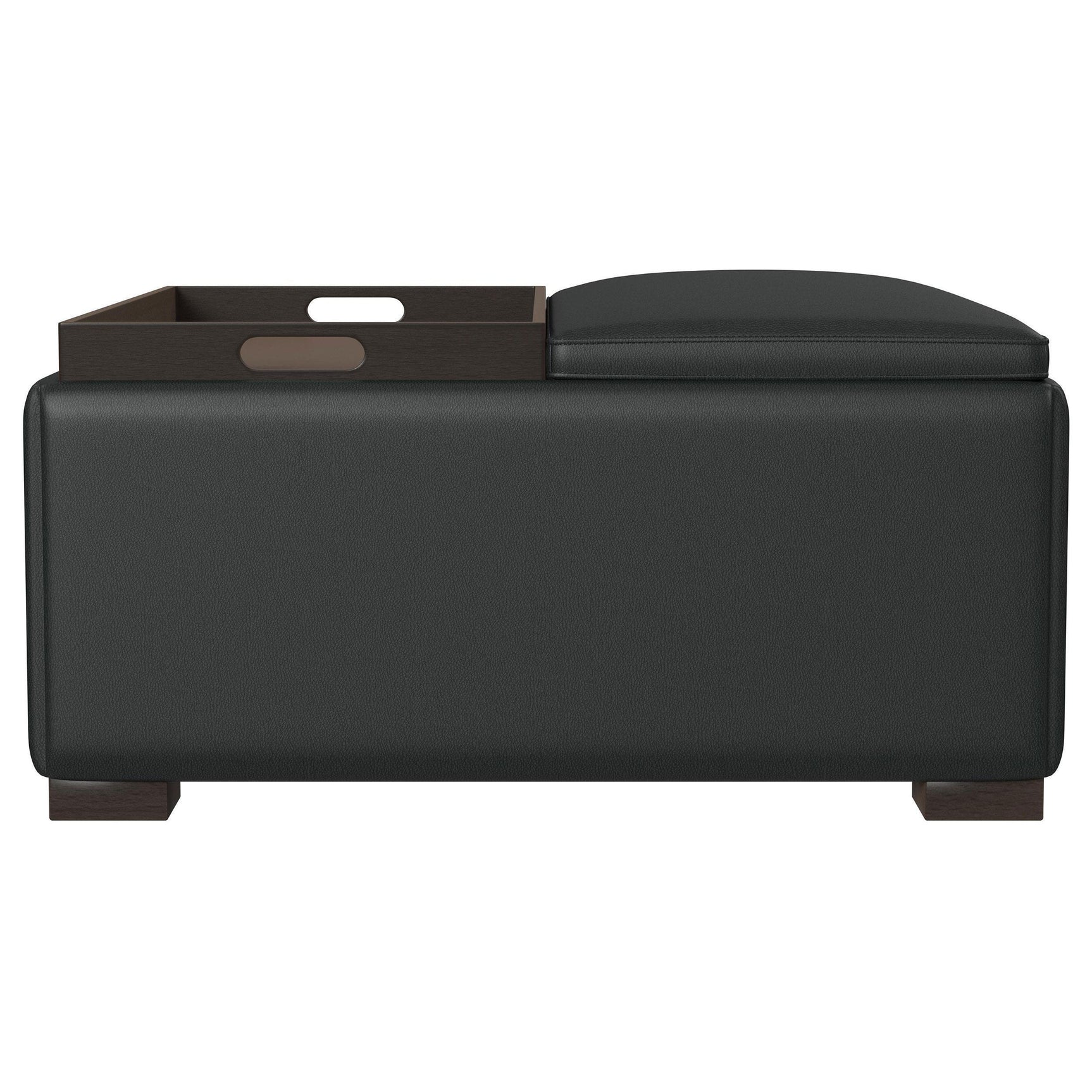 Paris Upholstered Storage Ottoman with Trays Black 910142 - Ella Furniture