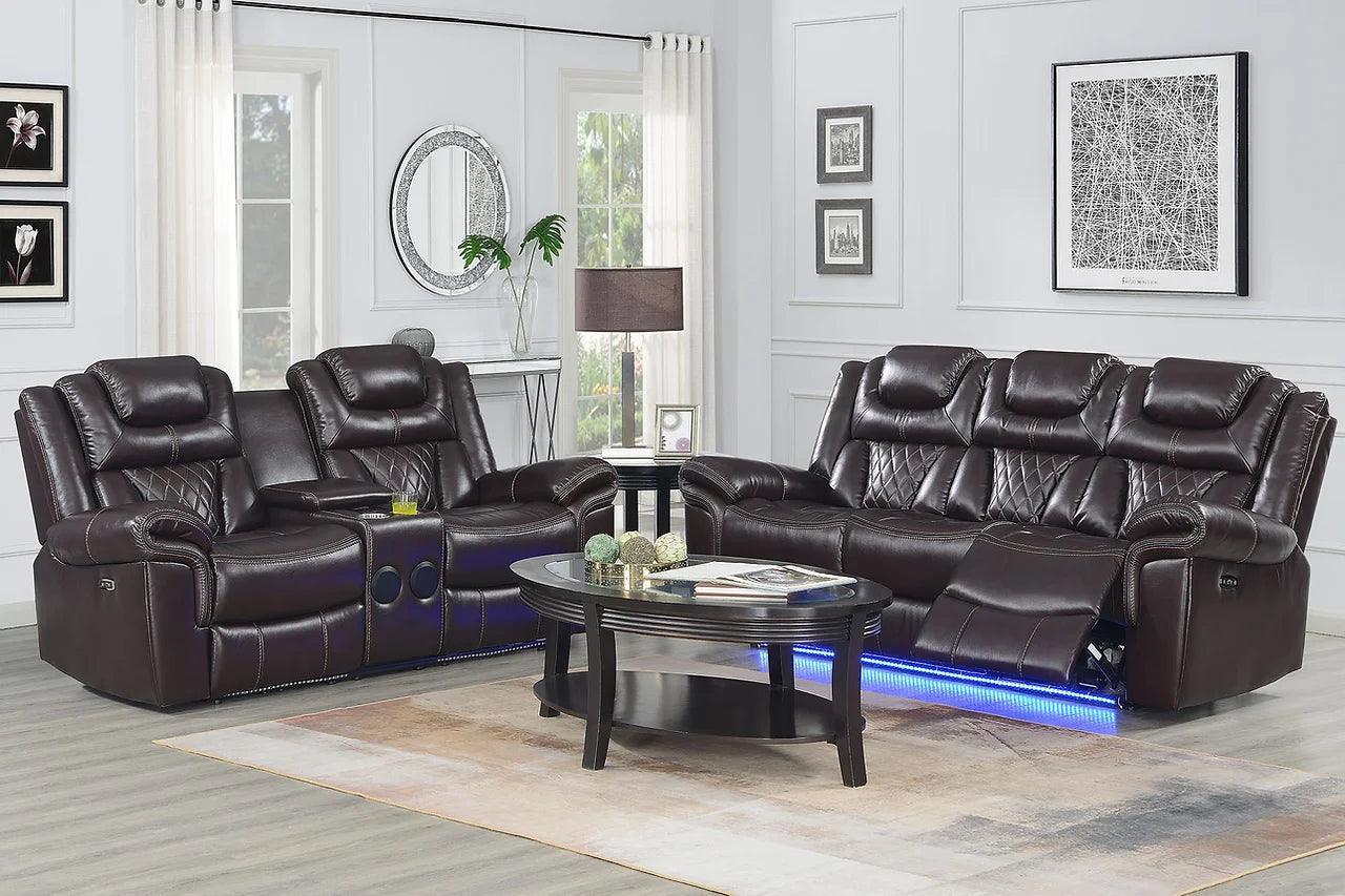 Party Time Brown Reclining Sofa, Loveseat And Recliner - Ella Furniture