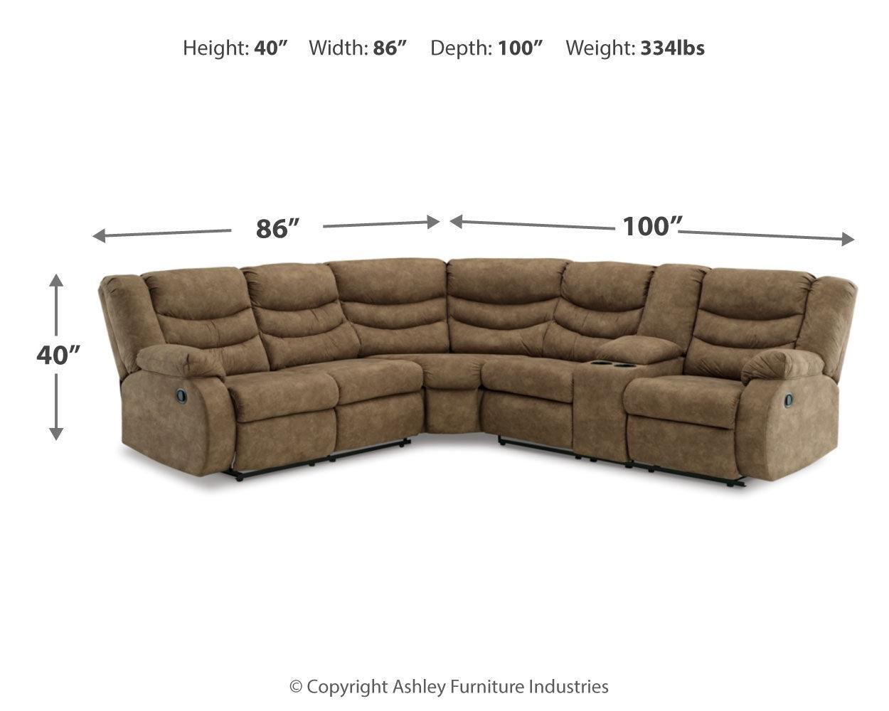 Partymate Brindle 2-Piece Sectional With Recliner - Ella Furniture