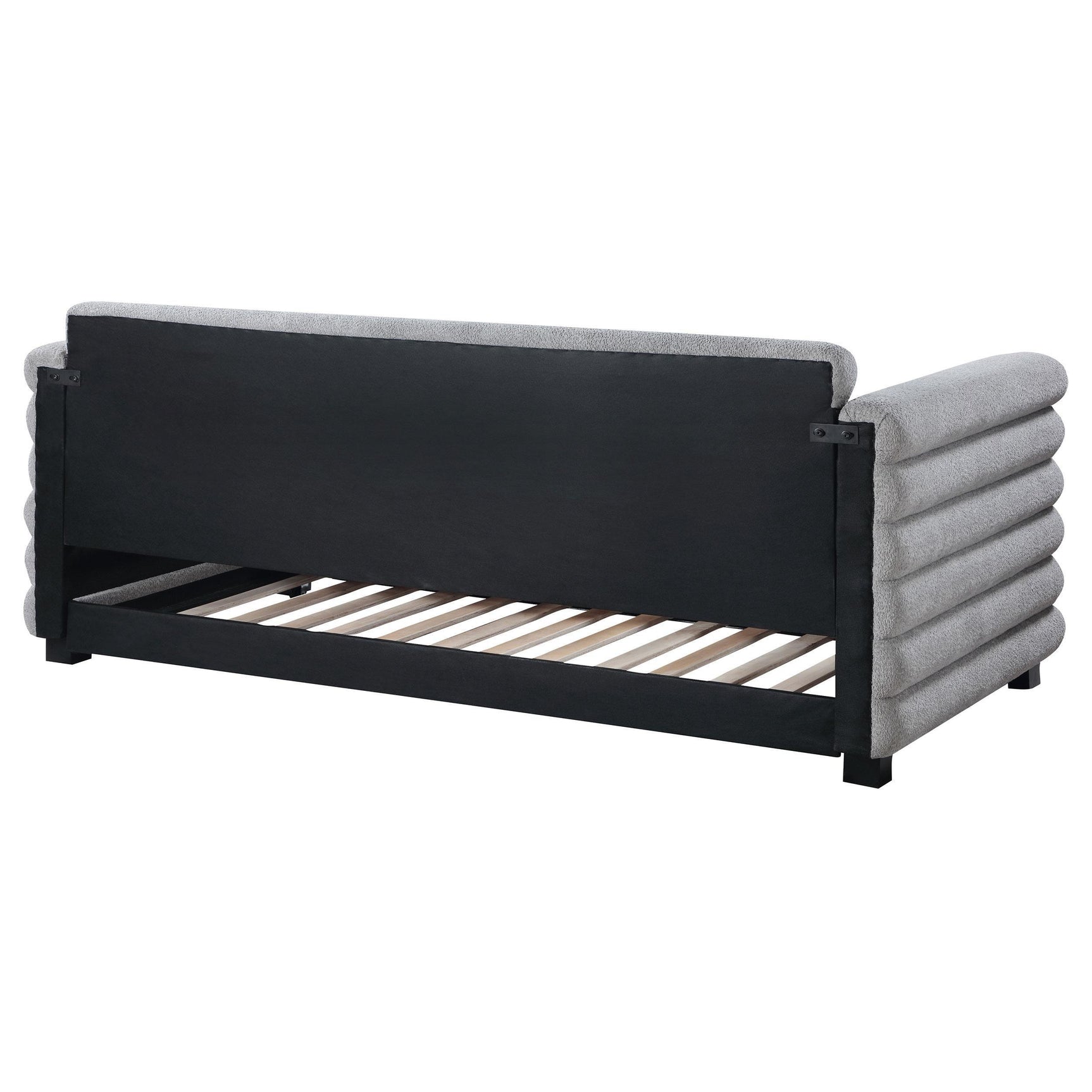 Patricia Boucle Upholstered Twin Day Bed with Trundle Grey 300718 - Ella Furniture