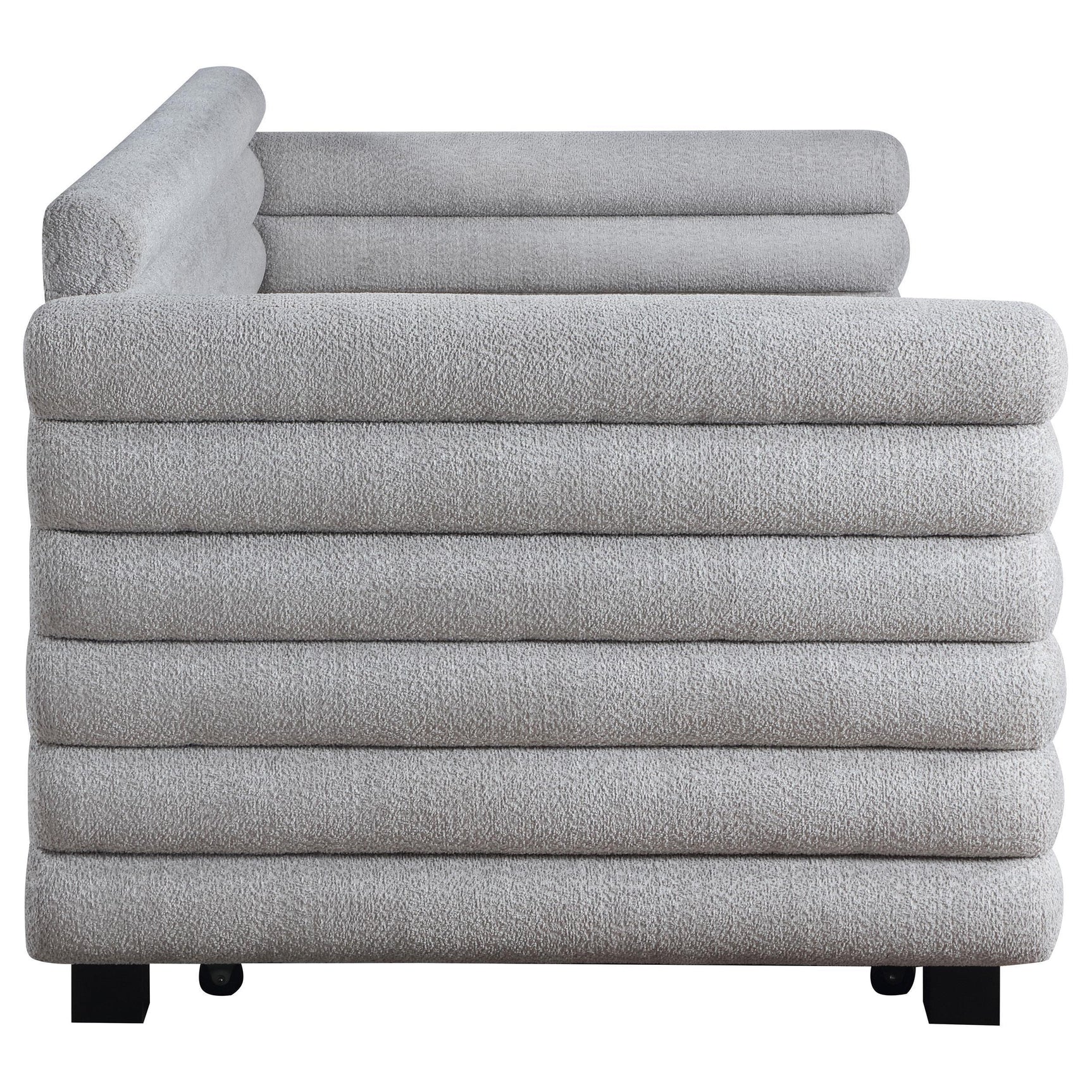 Patricia Boucle Upholstered Twin Day Bed with Trundle Grey 300718 - Ella Furniture