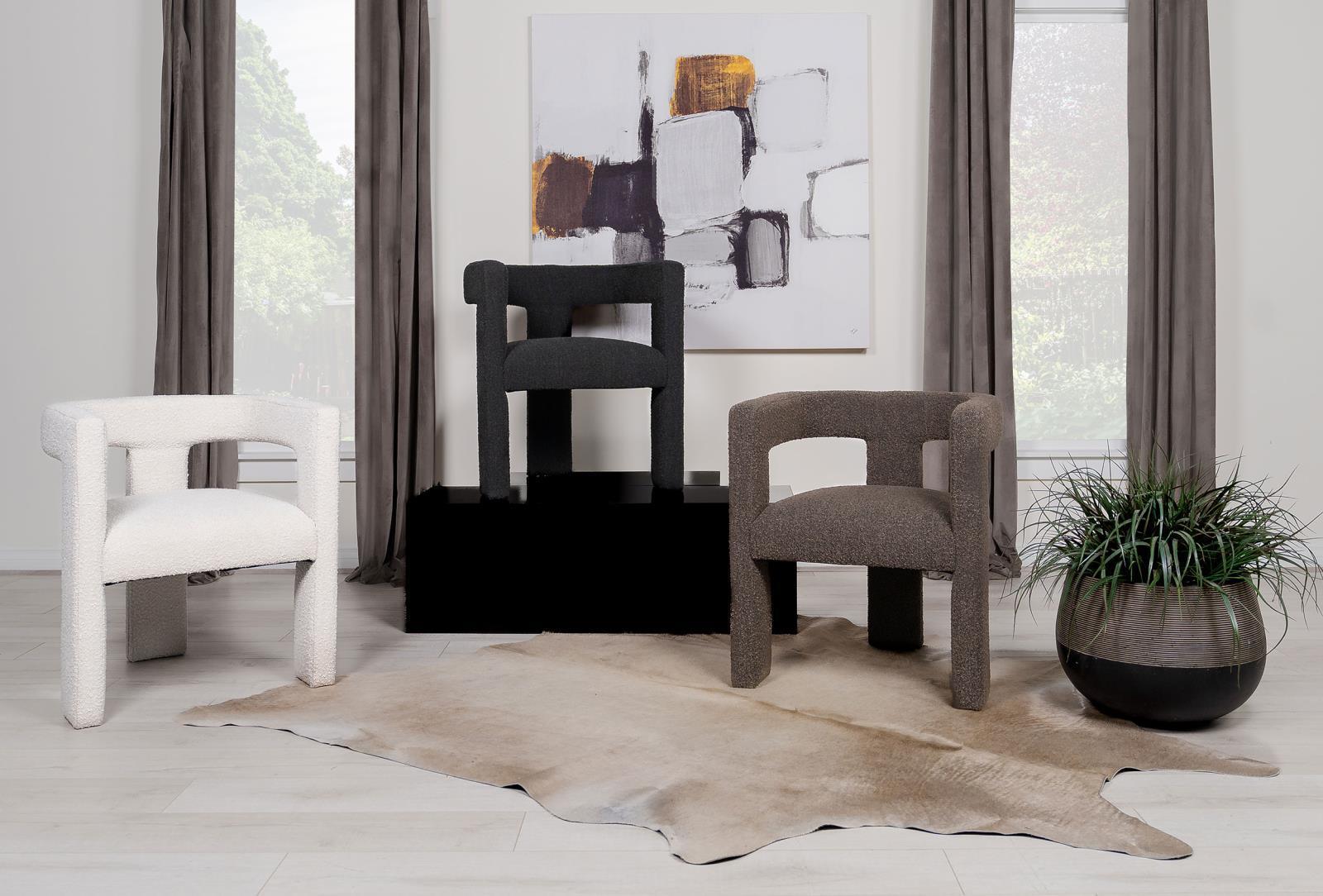 Petra Boucle Upholstered Accent Side Chair Chocolate Brown 902880 - Ella Furniture
