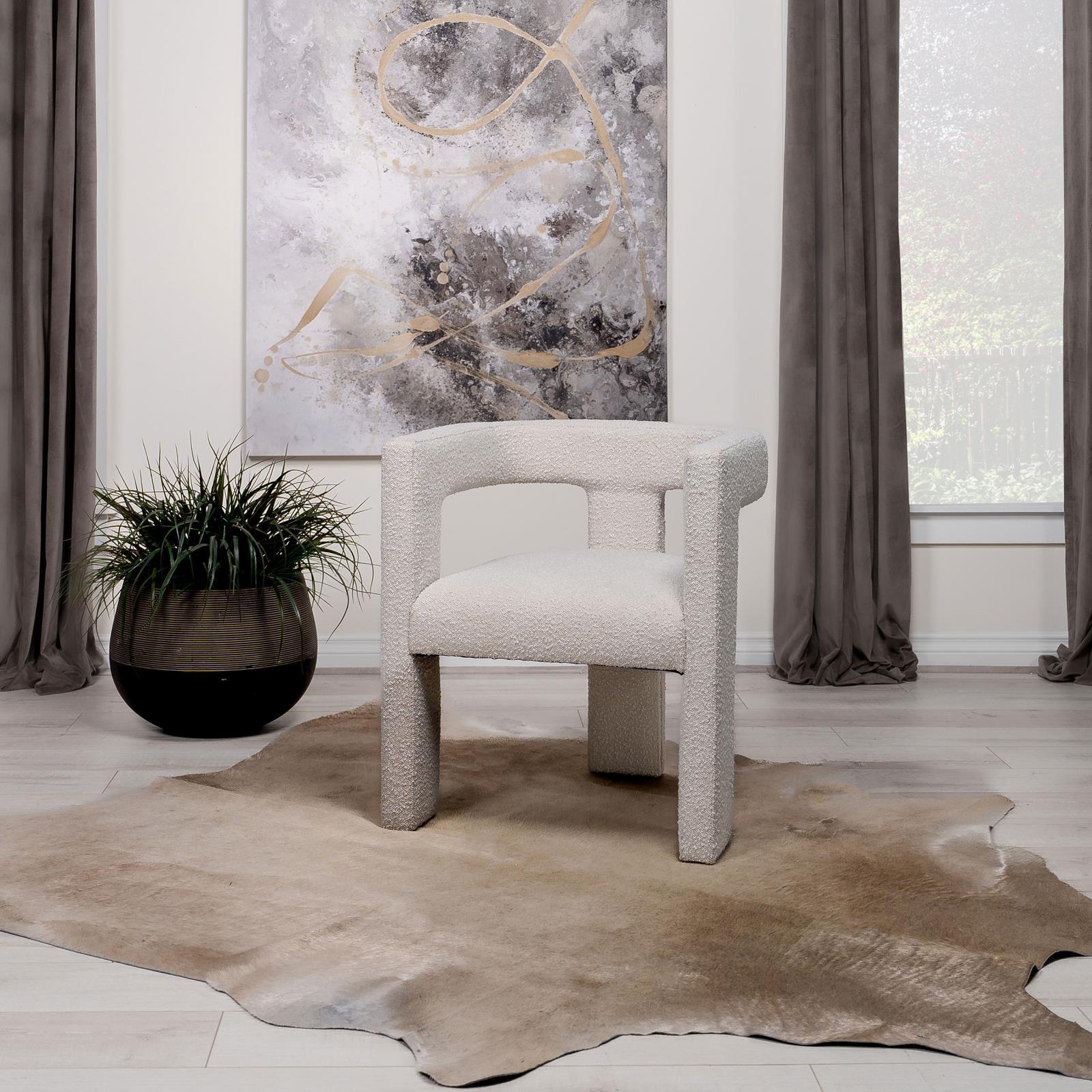 Petra Boucle Upholstered Accent Side Chair White 902881 - Ella Furniture