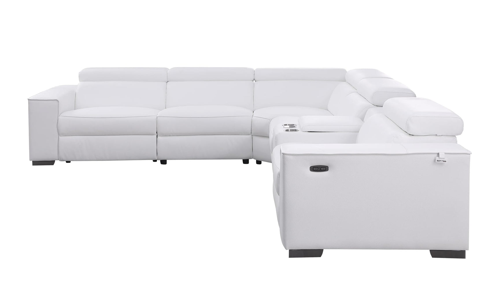 Picasso II White Italian Leather 6-Piece Power Reclining Sectional with 2 Power Seats view 3