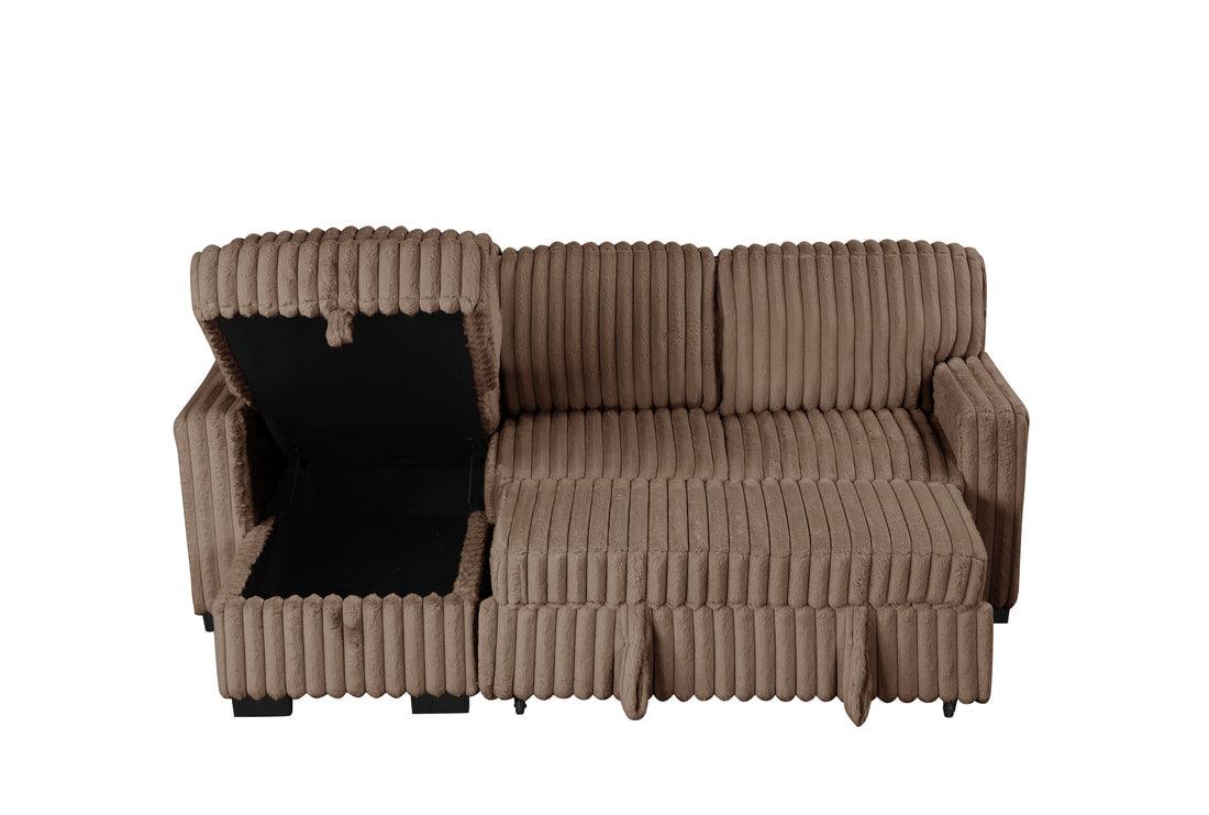 Poland Mocha Reversible Sectional w Pull-Out Bed