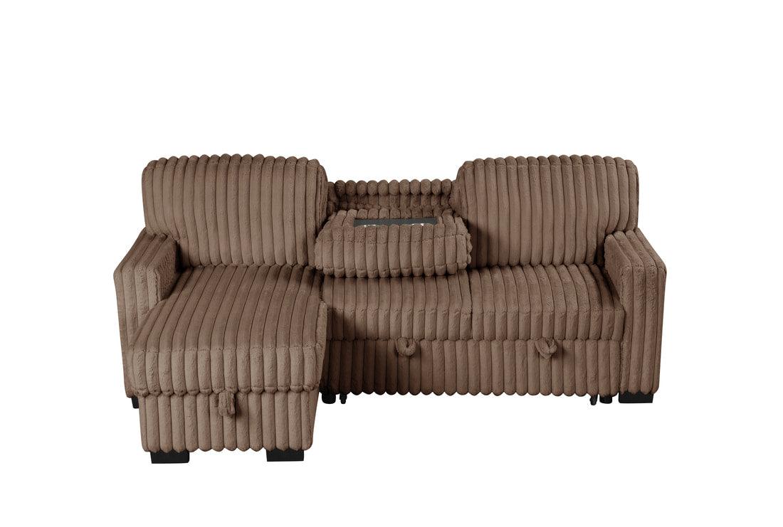 Poland Mocha Reversible Sectional w Pull-Out Bed