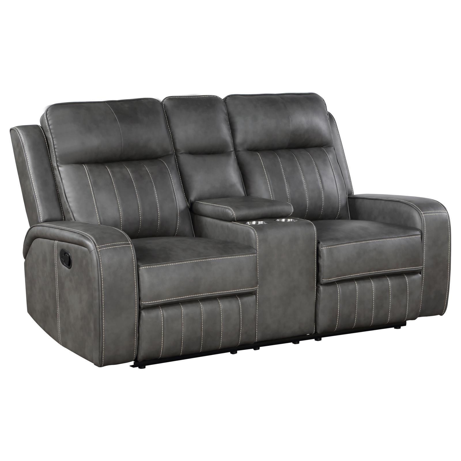 Raelynn Upholstered Motion Reclining Loveseat Grey 603192 - Ella Furniture