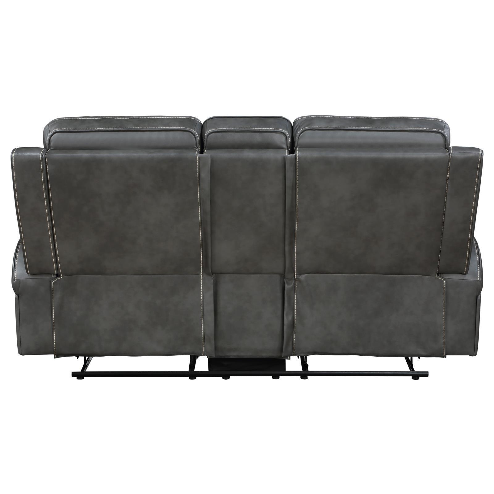 Raelynn Upholstered Motion Reclining Loveseat Grey 603192 - Ella Furniture