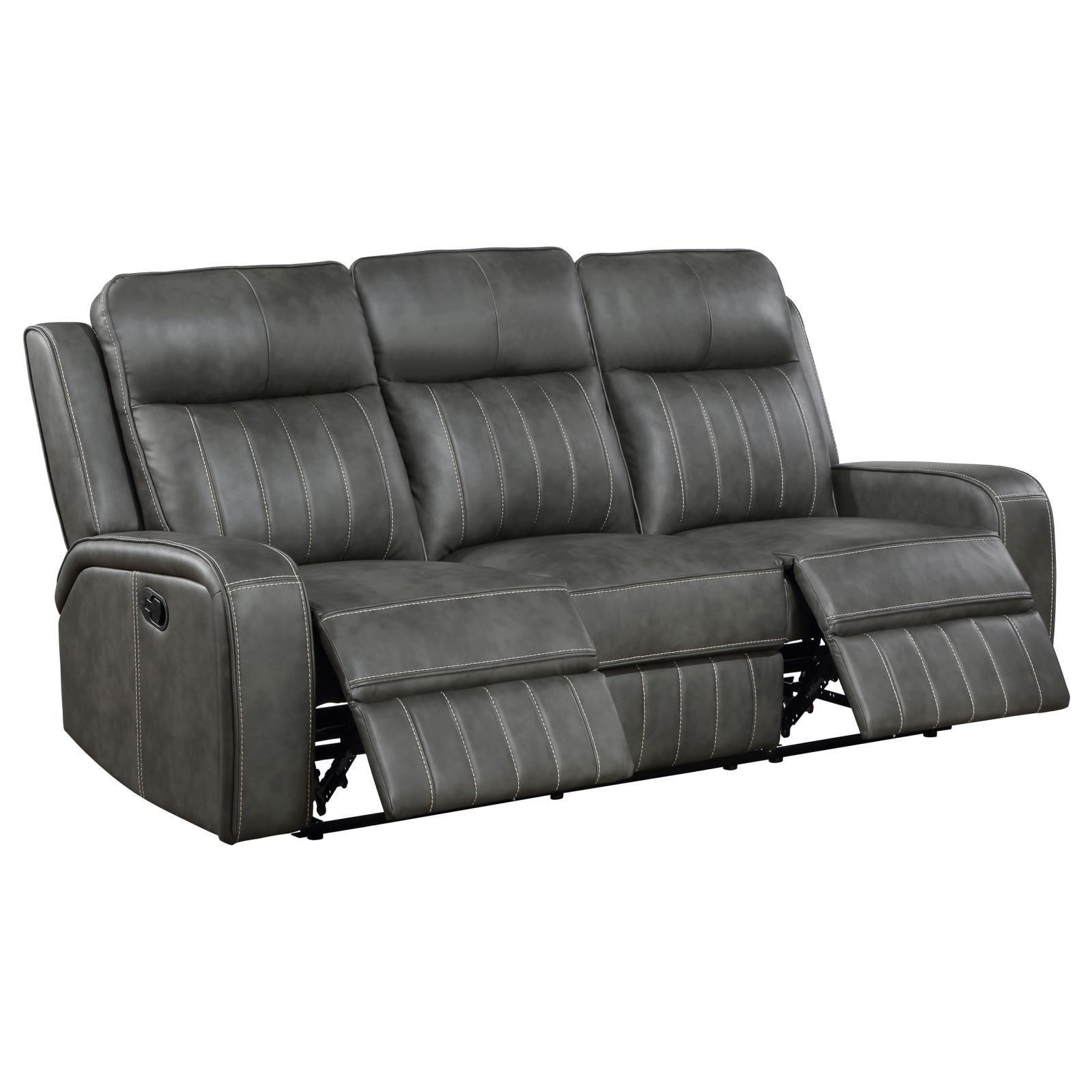 Raelynn Upholstered Motion Reclining Sofa Grey 603191 - Ella Furniture
