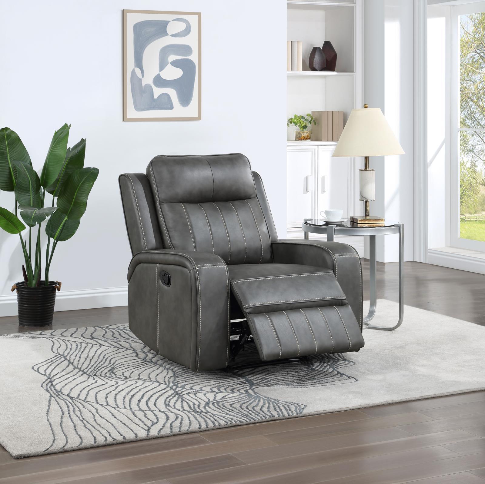 Raelynn Upholstered Recliner Chair Grey 603193 - Ella Furniture
