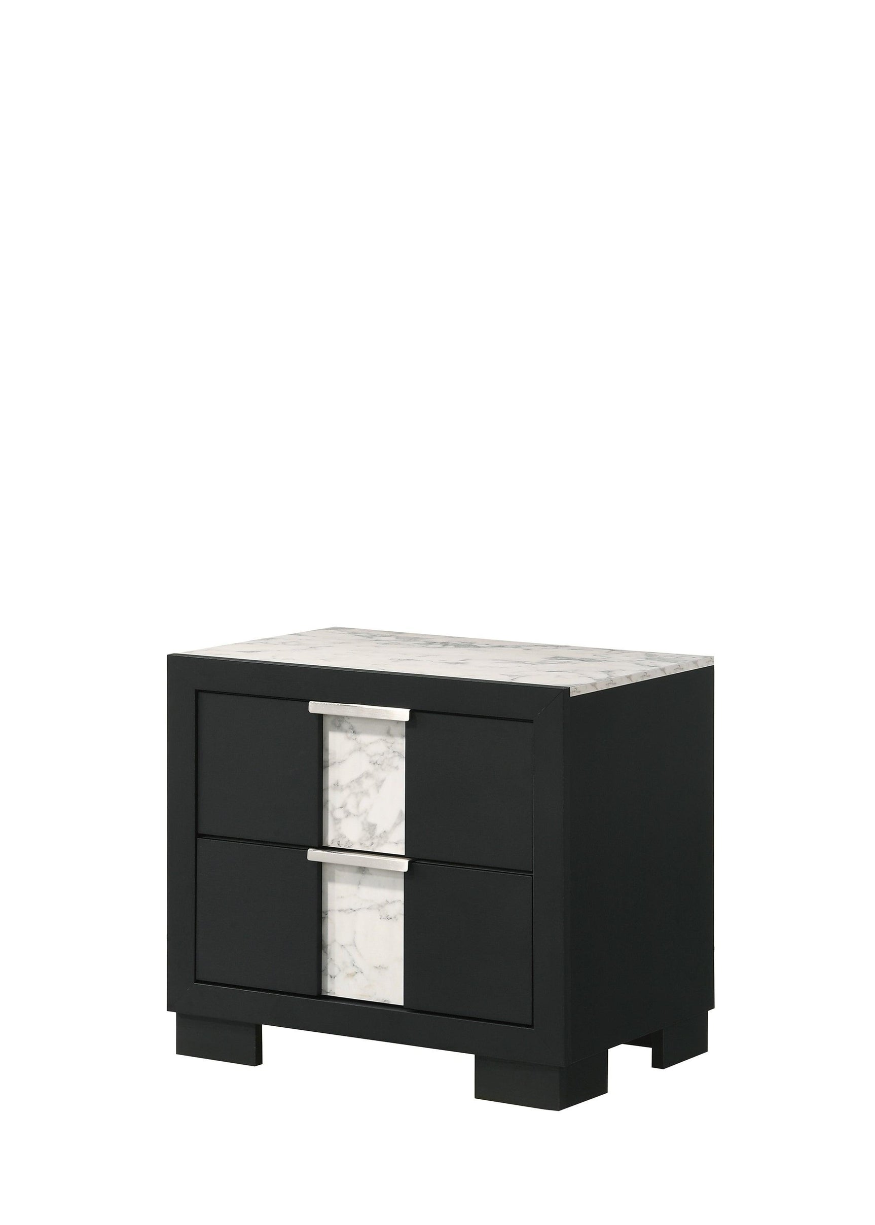 Rangley Black Modern Contemporary Solid Wood Marble 5-Drawers Chest - Ella Furniture