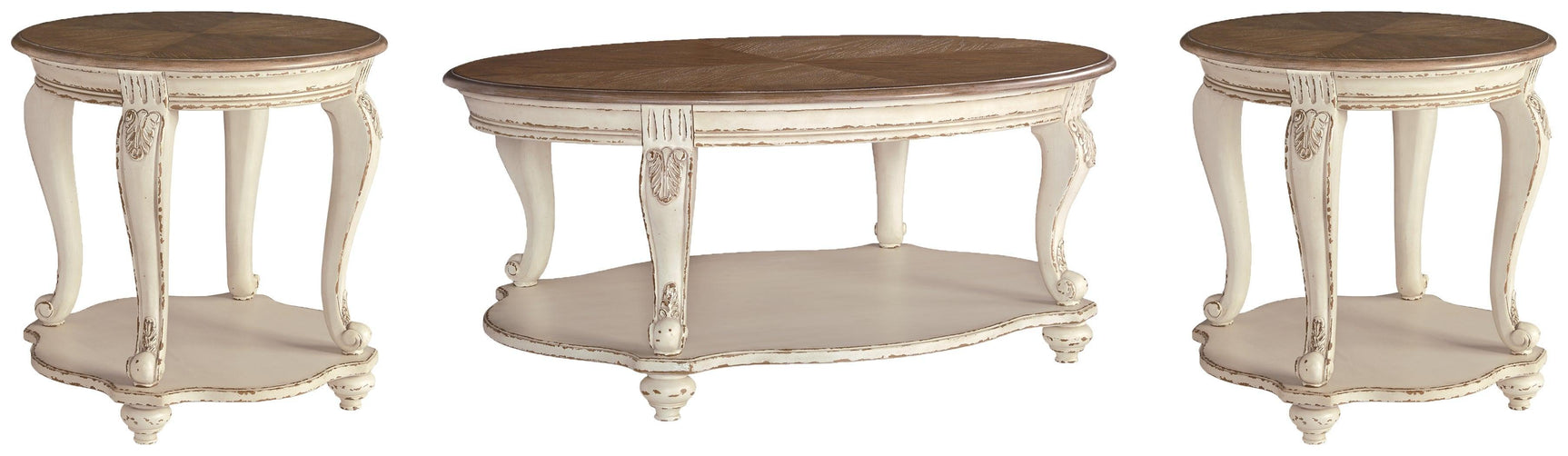 Realyn White/brown Coffee Table With 2 End Tables PKG007270 - T743-0 | T743-6 | T743-6 - Ella Furniture