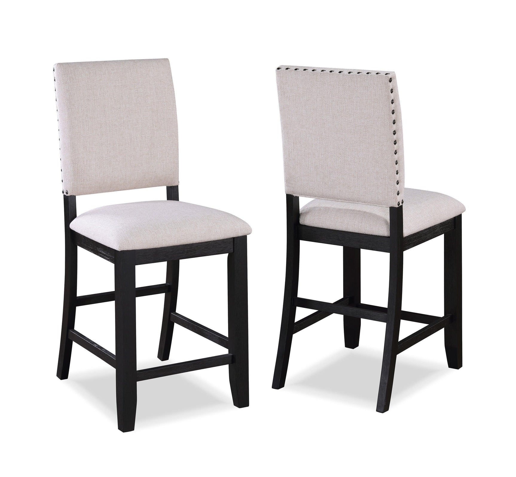 Regent Charcoal/White Solid Wood Fabric Upholstered Counter Height Dining Room Set - Ella Furniture