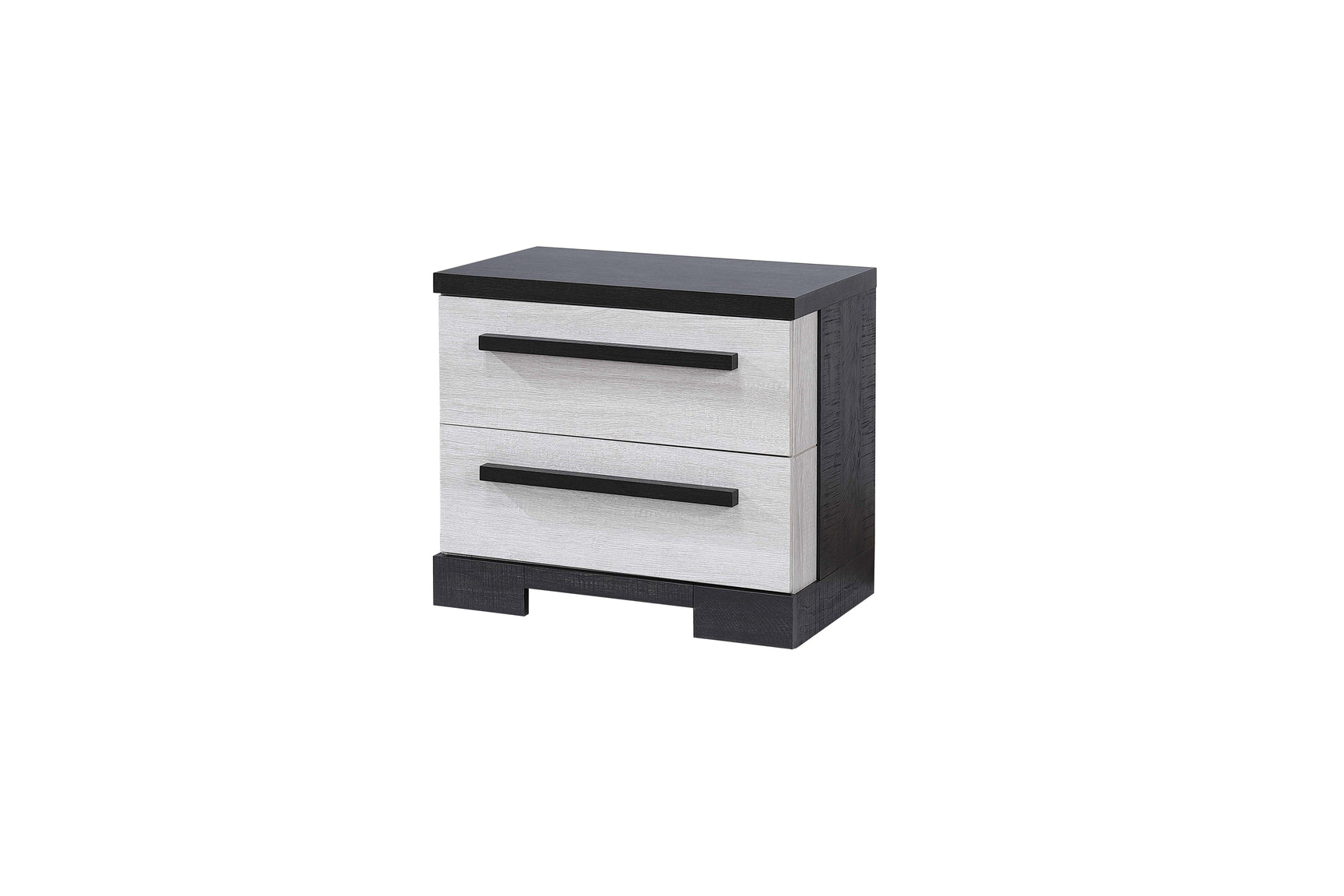 Remington Chalk/Ebony Modern Contemporary Solid Wood And Veneers 2-Drawers Nightstand - Ella Furniture