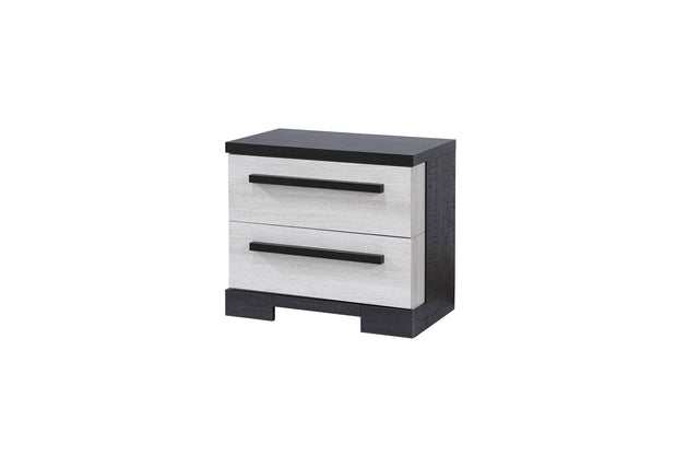 Remington Chalk/Ebony Modern Contemporary Solid Wood And Veneers 2-Drawers Nightstand - Ella Furniture