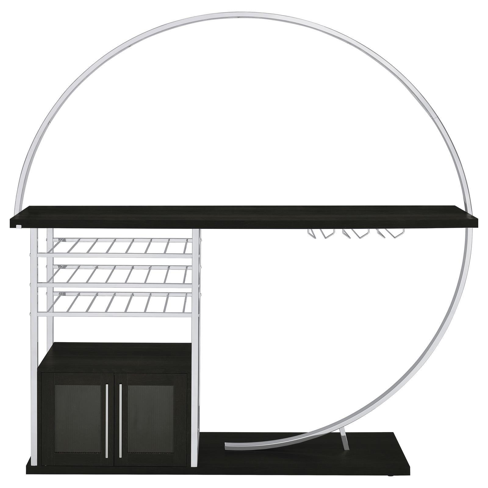 Risley 2-Door Circular LED Home Bar With Wine Storage Dark Charcoal 182799 - Ella Furniture