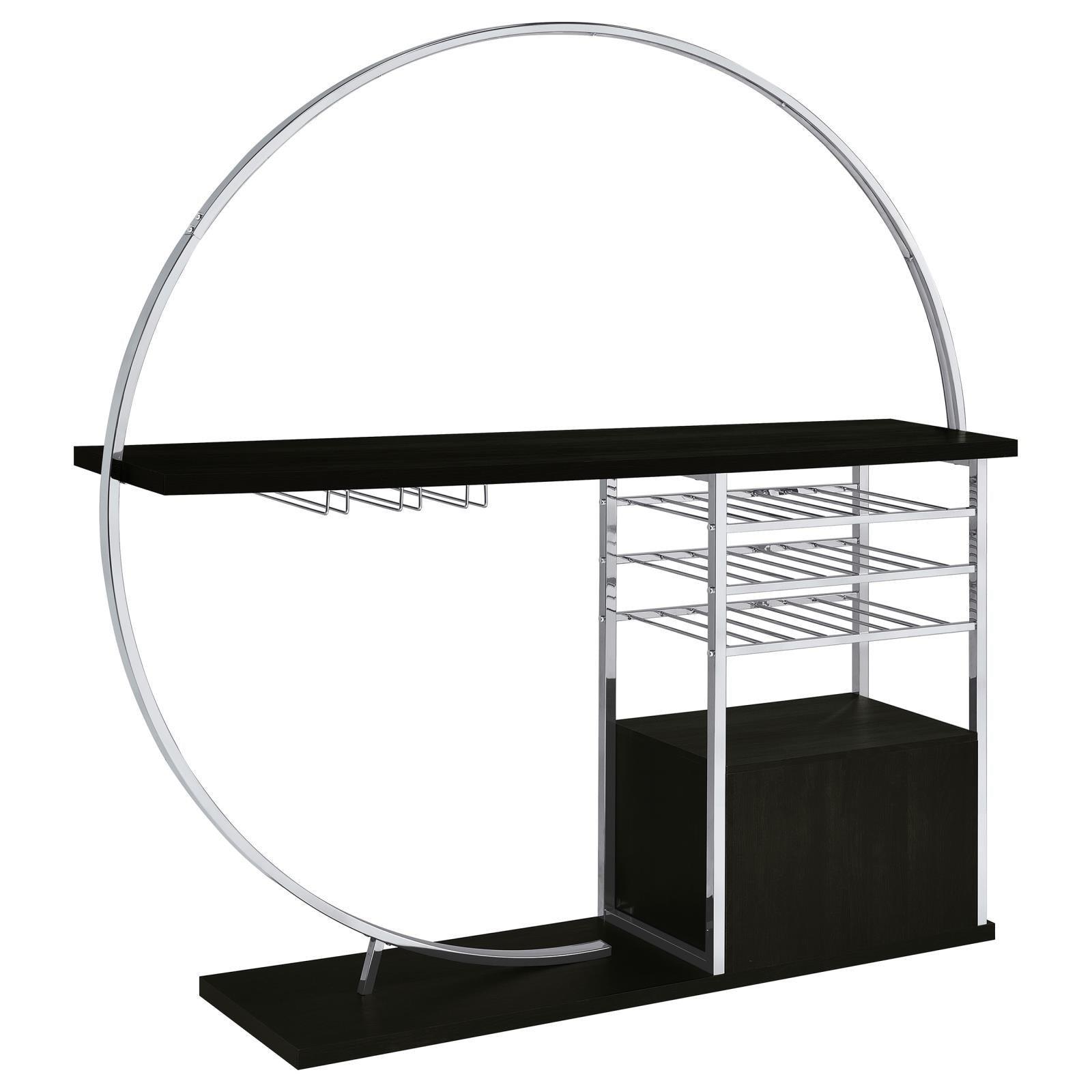 Risley 2-Door Circular LED Home Bar With Wine Storage Dark Charcoal 182799 - Ella Furniture