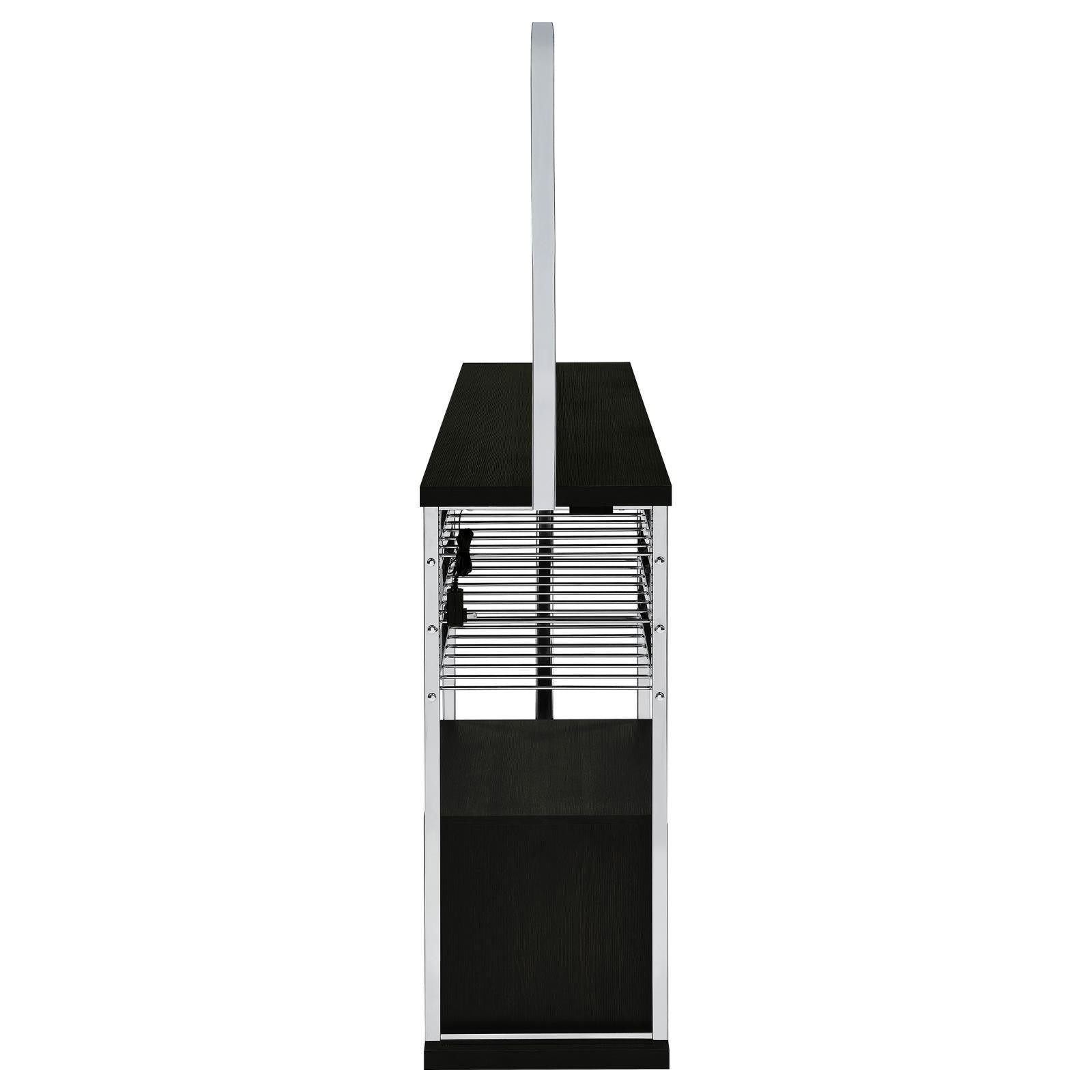 Risley 2-Door Circular LED Home Bar With Wine Storage Dark Charcoal 182799 - Ella Furniture