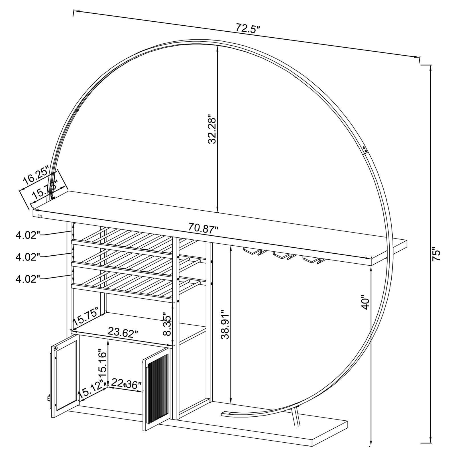 Risley 2-Door Circular LED Home Bar With Wine Storage Dark Charcoal 182799 - Ella Furniture