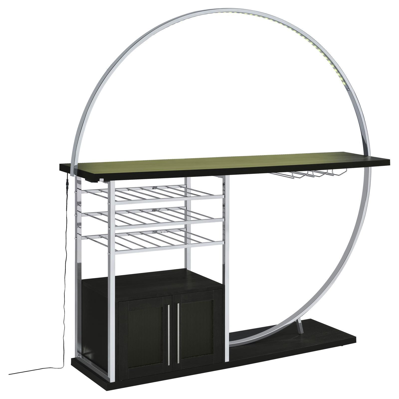 Risley 2-Door Circular LED Home Bar With Wine Storage Dark Charcoal 182799 - Ella Furniture