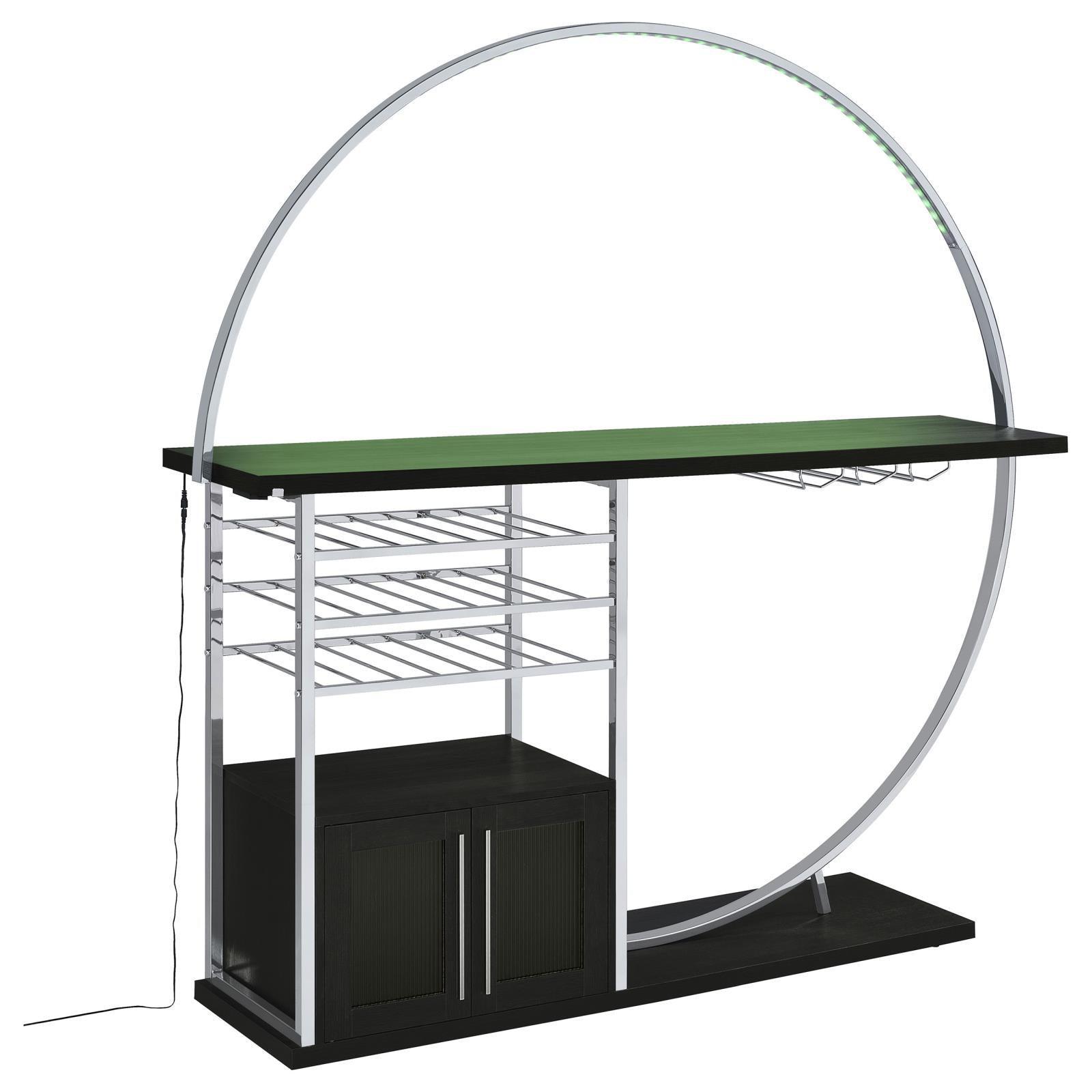 Risley 2-Door Circular LED Home Bar With Wine Storage Dark Charcoal 182799 - Ella Furniture