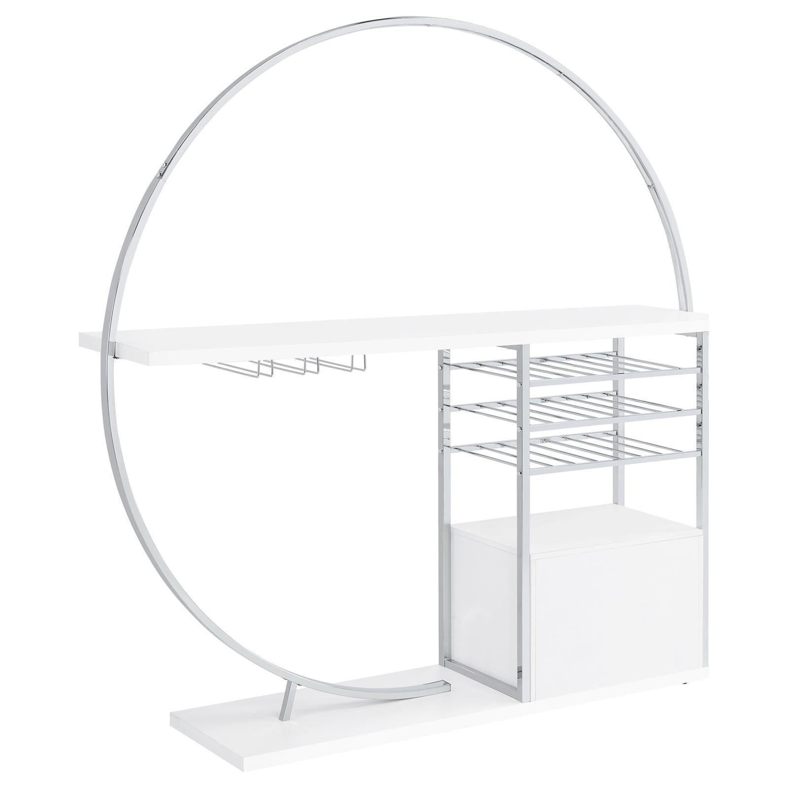 Risley 2-Door Circular LED Home Bar With Wine Storage White High Gloss 182798 - Ella Furniture