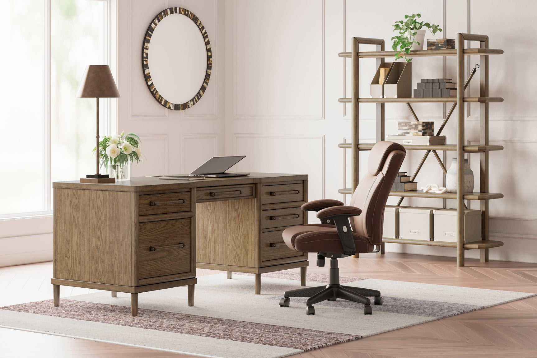 Roanhowe Brown 68" Home Office Desk - Ella Furniture