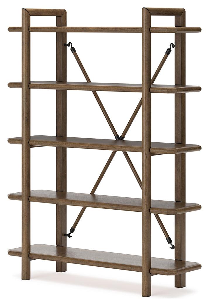 Roanhowe Brown 71" Bookcase - Ella Furniture