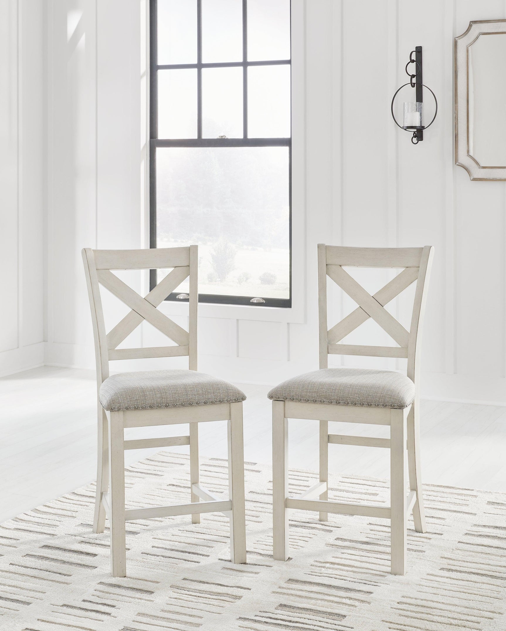 Robbinsdale Antique White Counter Height Dining Table And 4 Barstools - Ella Furniture