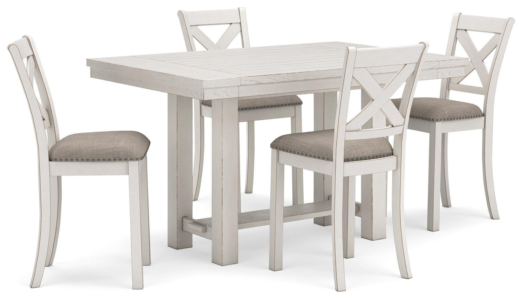 Robbinsdale Antique White Counter Height Dining Table And 4 Barstools - Ella Furniture